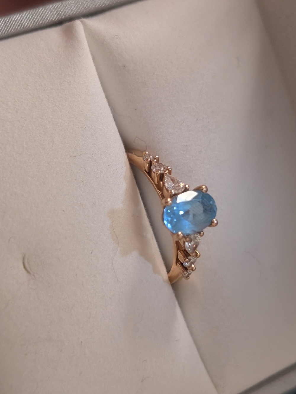 Bague Maria Celinni - Topaze bleue 0,66 ct et diamants, or rose 18K - certifiée